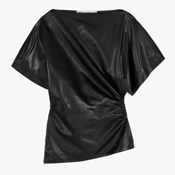 ZARA DRAPED LEATHER TOP LIMITED EDITION NWT NEVER WORN - Picture 1 of 2